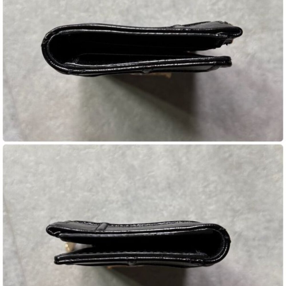 Christian Dior Ama Patent Leather Fold Wallet Card Case Coin Case Compact Wallet - Picture 7 of 9